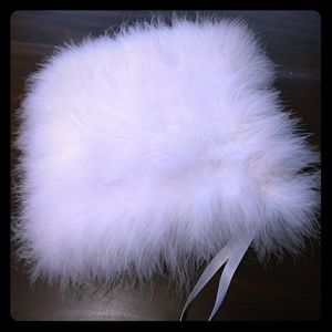 White Feather Satin Hand Muff
